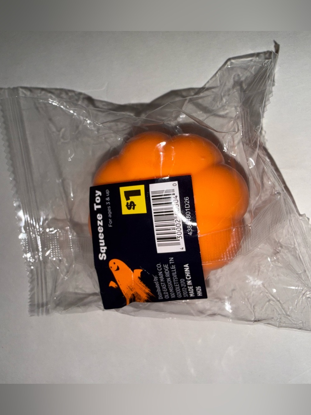 Orange Pumpkin-Shaped Squishy. Ghost Pops Out When Squeezed. Halloween Seasonal